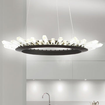 Elsa 24" Adjustable Integrated LED Modern Crystal Pendant - JONATHAN Y